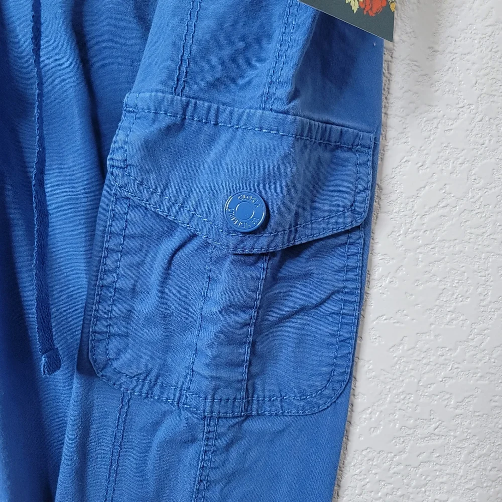 Gloria Vanderbilt bright blue cargo pedal pusher shorts drawstring waist